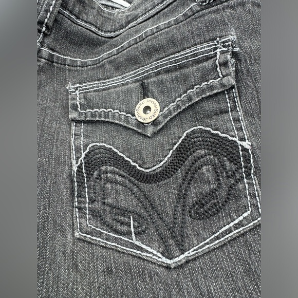 SUKO jeans light black wash boot cut cute detailing on pockets on the back - Picture 1 of 6